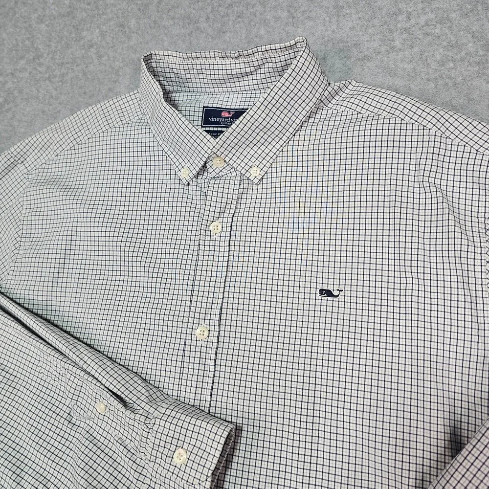Vineyard Vines Shirt Men 2XL Classic Fit Whale Shirt Plaid Button Up Long Sleeve